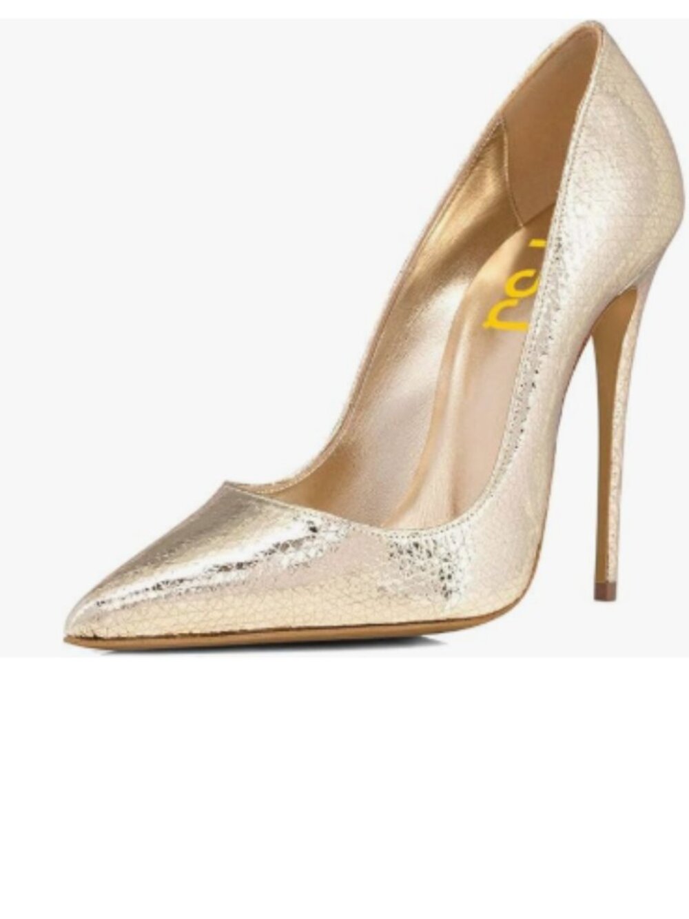 FSJ Golden Pointed Toe Pumps High Heel Sexy Stilettos Slip On Office Cute Shoes